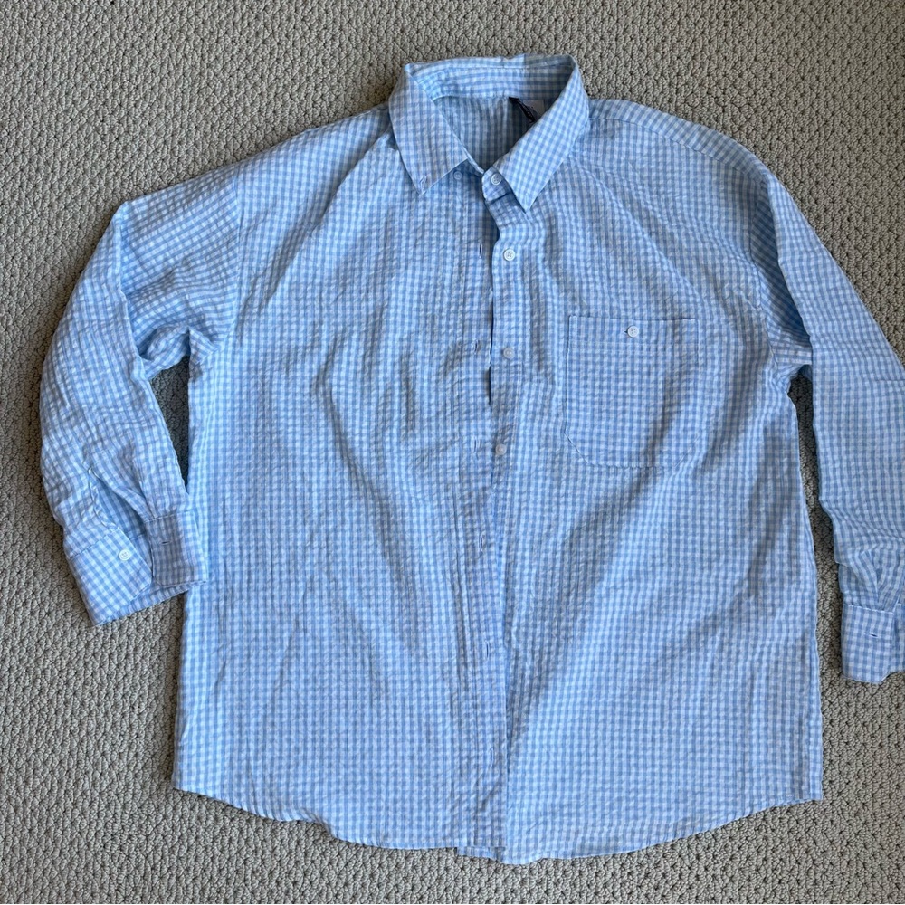 Gingham oversized plaid coverup‎ shirt button down M